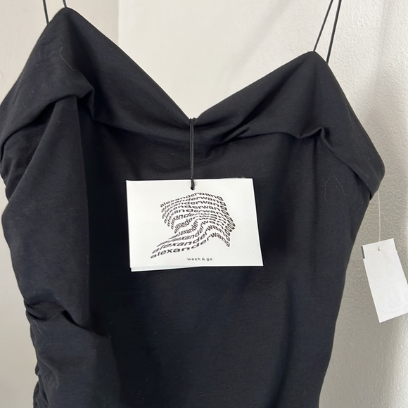 Alexander Wang NWT Side Ruched Compact Black Mini Dress Size S - Picture 3 of 15